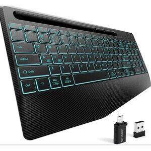 Hamile Wireless Keyboard Mouse Combo 2.4G 7 Color Comfortable Breathing Black